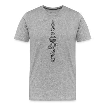 Planètes du système solaire – Espace du système solaire - T-shirt bio Premium Homme - gris chiné - Devant - Damien (186cm)