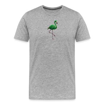 Silhouette du flamant émeraude - T-shirt bio Premium Homme - gris chiné - Devant - Damien (186cm)