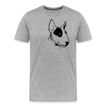 Bull Terrier caricaturé - T-shirt bio Premium Homme - gris chiné - Devant - Damien (186cm)