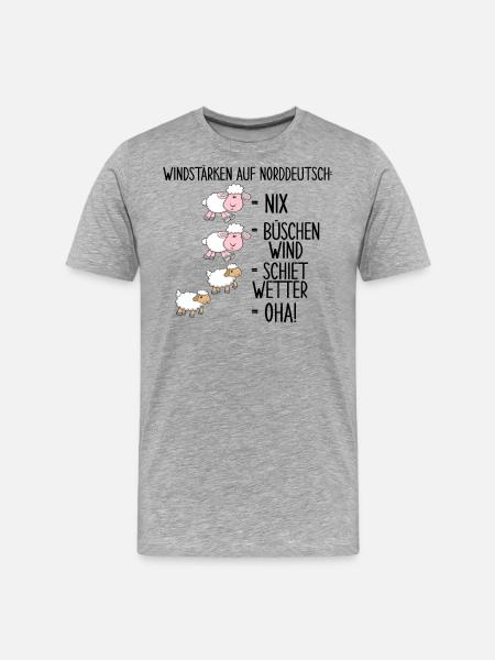 Windstärke Auf Norddeutsch - Männer Premium Bio T-Shirt - Grau meliert