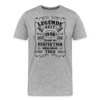 Legende seit 1958 - Männer Premium Bio T-Shirt - Grau meliert - Vorne - Damien (186cm)