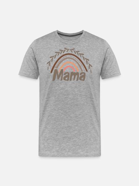 Mama Pastell Regenbogen Liebe - Männer Premium Bio T-Shirt - Grau meliert