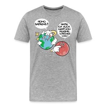 Mars und Erde haben Problem Mensch - Männer Premium Bio T-Shirt - Grau meliert - Vorne - Damien (186cm)
