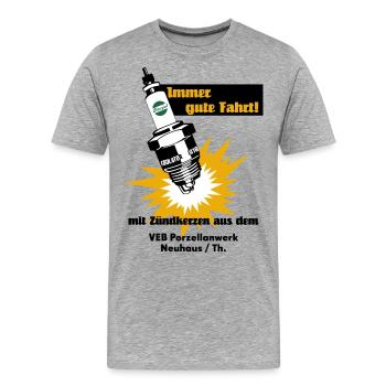 Zündkerzen Werbung DDR Retro - Männer Premium Bio T-Shirt - Grau meliert - Vorne - Damien (186cm)