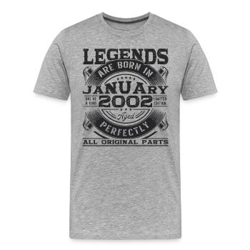 Année 2002 21e janvier cadeau d’anniversaire homme - T-shirt bio Premium Homme - gris chiné - Devant - Damien (186cm)