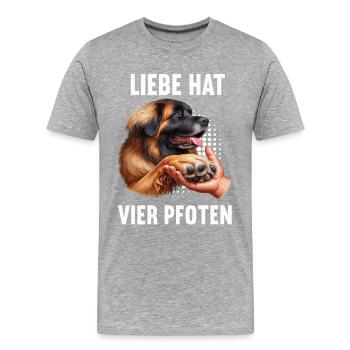 Liebe hat Vier Pfoten Leonberger Leonbergerhund - Männer Premium Bio T-Shirt - Grau meliert - Vorne - Damien (186cm)