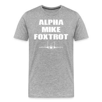 Alpha Mike Foxtrot Kampfjet - Männer Premium Bio T-Shirt - Grau meliert - Vorne - Damien (186cm)