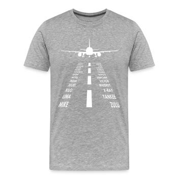 Flugzeug / Landebahn Piloten Alphabet / Hobbypilot - Männer Premium Bio T-Shirt - Grau meliert - Vorne - Damien (186cm)