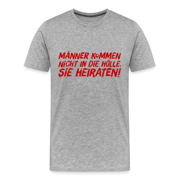 heiraten - Männer Premium Bio T-Shirt - Grau meliert - Vorne - Damien (186cm)