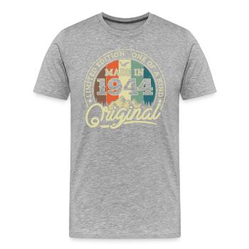 Geburtstagsgeschenk 1944 - Männer Premium Bio T-Shirt - Grau meliert - Vorne - Damien (186cm)