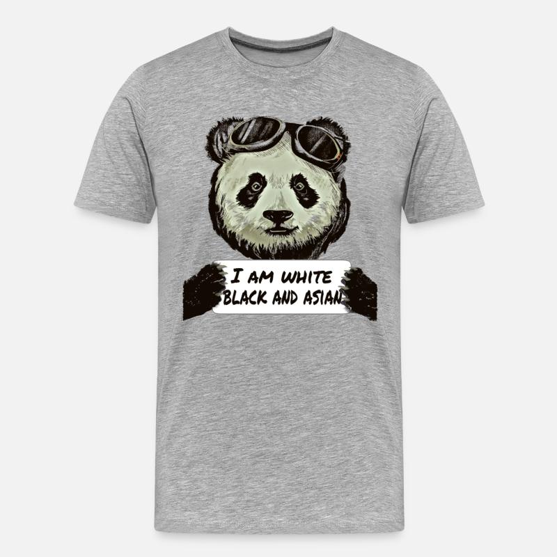 Cool Pilot Panda - Männer Premium Bio T-Shirt - Grau meliert