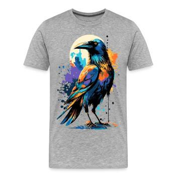Corbeau noir - Corbeau coloré - Corbeaux et corbeaux - T-shirt bio Premium Homme - gris chiné - Devant - Damien (186cm)