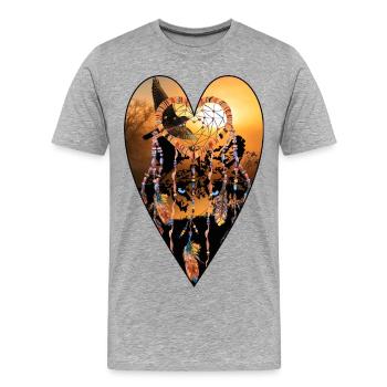 Wolf wild und frei Herz Natur - Männer Premium Bio T-Shirt - Grau meliert - Vorne - Damien (186cm)