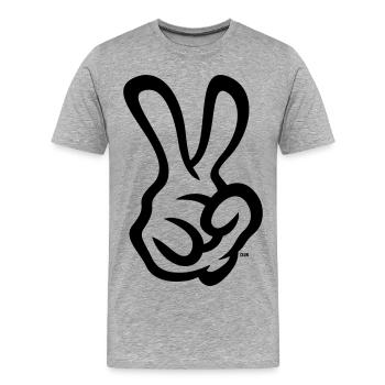 Victory Hand Signals (Right Hand / 1C) - Men's Premium Organic T-Shirt - heather grey - Front - Damien (186cm)