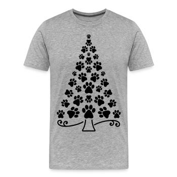 Weihnachtsbaum Pfote Hund Katze Pfoten Christbaum - Männer Premium Bio T-Shirt - Grau meliert - Vorne - Damien (186cm)