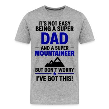 Heart + Mountaineering – Super Papa Mountaineer - Men's Premium Organic T-Shirt - heather grey - Front - Damien (186cm)