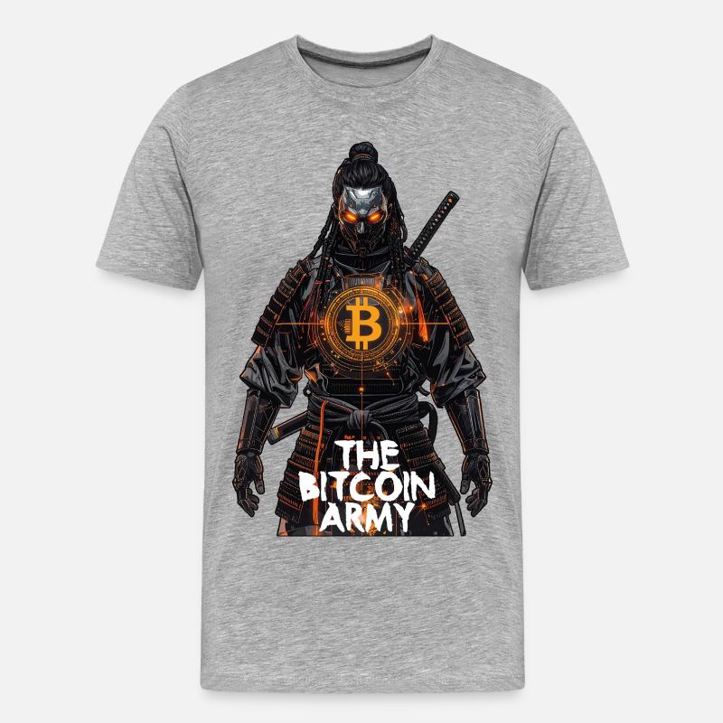 Bitcoin Bazooka – Die Bitcoin-Armee – Samurai 01 - Männer Premium Bio T-Shirt - Grau meliert