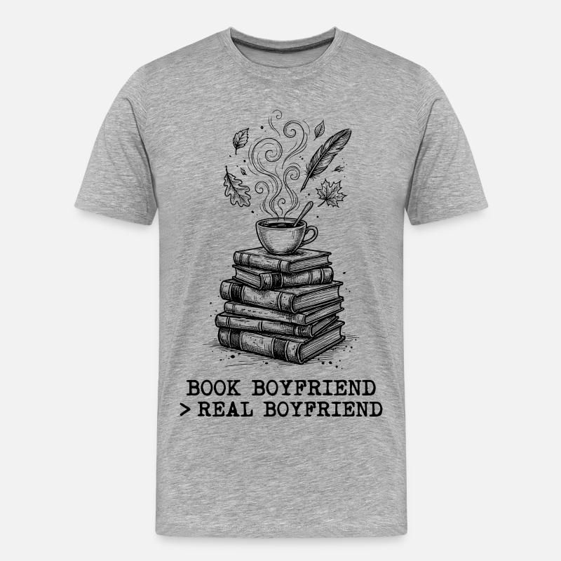 "Buchheld > Echter Freund" ! - Männer Premium Bio T-Shirt - Grau meliert