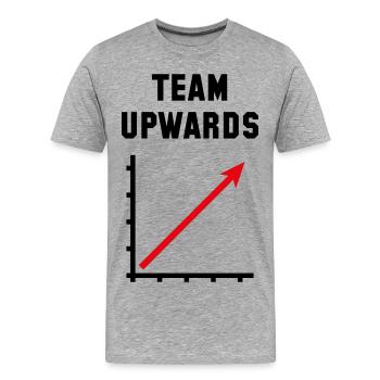 Équipe ascendante (Succès / Progrès / Rouge pourri 2C) - T-shirt bio Premium Homme - gris chiné - Devant - Damien (186cm)