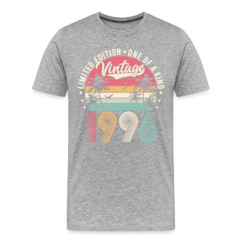 1996 Jahrgang Geburtstag Vintage Retro Geschenk - Männer Premium Bio T-Shirt - Grau meliert - Vorne - Damien (186cm)