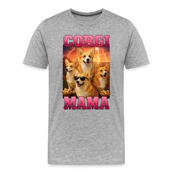 Corgi - Männer Premium Bio T-Shirt - Grau meliert - Vorne - Damien (186cm)