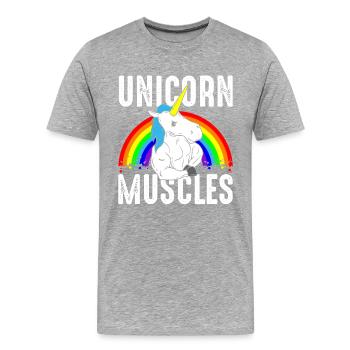 Unicorn Muscles Einhorn Muskeln Bodybuilding Fit - Männer Premium Bio T-Shirt - Grau meliert - Vorne - Damien (186cm)