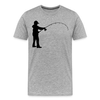 Angler II - Männer Premium Bio T-Shirt - Grau meliert - Vorne - Damien (186cm)