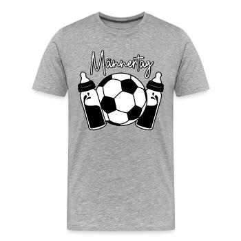Vatertag Fußball Papa Sohn Baby Flaschen Männertag - Männer Premium Bio T-Shirt - Grau meliert - Vorne - Damien (186cm)