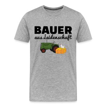 Bauer aus Leidenschaft Traktor Landwirt - Männer Premium Bio T-Shirt - Grau meliert - Vorne - Damien (186cm)