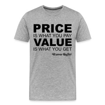 Warren Buffett Quote - T-shirt bio Premium Homme - gris chiné - Devant - Damien (186cm)