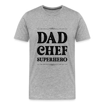 Dad Chef Superheld Papa - Männer Premium Bio T-Shirt - Grau meliert - Vorne - Damien (186cm)