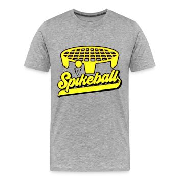 Farben änderbar | Roundnet Spikeball Fun - Männer Premium Bio T-Shirt - Grau meliert - Vorne - Damien (186cm)