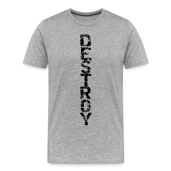 Destroy in black - Men's Premium Organic T-Shirt - heather grey - Front - Damien (186cm)