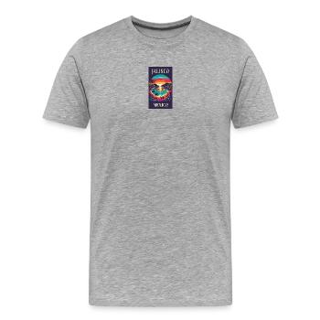 Motif de palmier Jalisco Mexico - T-shirt bio Premium Homme - gris chiné - Devant - Damien (186cm)