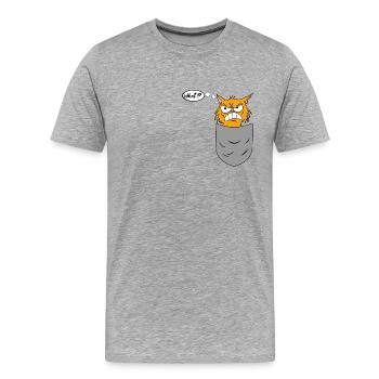 Annoying cat in breast pocket - Men's Premium Organic T-Shirt - heather grey - Front - Damien (186cm)