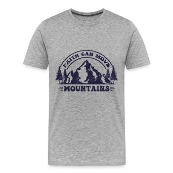 Faith can move Mountains, Matthew 17:20 - Männer Premium Bio T-Shirt - Grau meliert - Vorne - Damien (186cm)