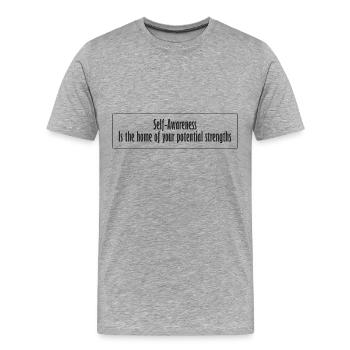 (Selbsterkenntnis) Worte der Weisheit #2 - Männer Premium Bio T-Shirt - Grau meliert - Vorne - Damien (186cm)