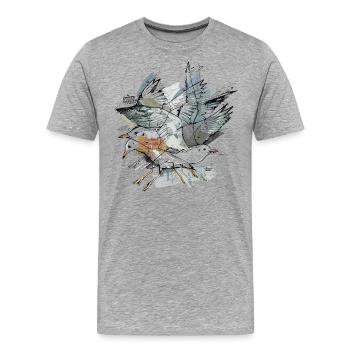 Möwen Illustration - Männer Premium Bio T-Shirt - Grau meliert - Vorne - Damien (186cm)