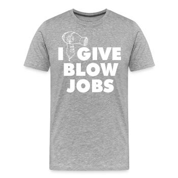 Ich gebe Blowjobs Grafik - Männer Premium Bio T-Shirt - Grau meliert - Vorne - Damien (186cm)