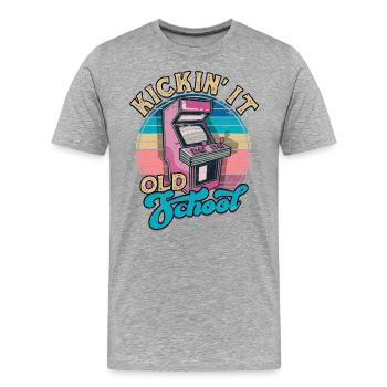 retro gamer videospiele arcade gaming flipper spie - Männer Premium Bio T-Shirt - Grau meliert - Vorne - Damien (186cm)