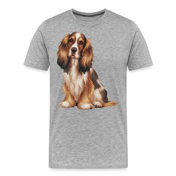 Cocker américain Chien Spaniel - T-shirt bio Premium Homme - gris chiné - Devant - Damien (186cm)