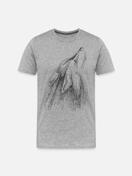 Heulender Wolf - Männer Premium Bio T-Shirt - Grau meliert