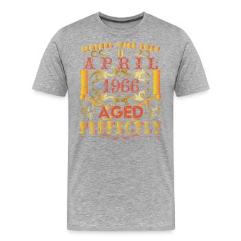 1966 April - Geburtstag 1966 Legenden April - Männer Premium Bio T-Shirt - Grau meliert - Vorne - Damien (186cm)