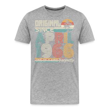 April 1966 Jahrestag April 1966 Geschenk 1966 - Männer Premium Bio T-Shirt - Grau meliert - Vorne - Damien (186cm)