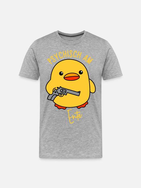 Psychisch am Ente - Männer Premium Bio T-Shirt - Grau meliert