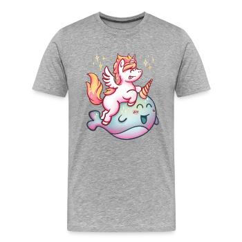 Narval de la Licorne - T-shirt bio Premium Homme - gris chiné - Devant - Damien (186cm)