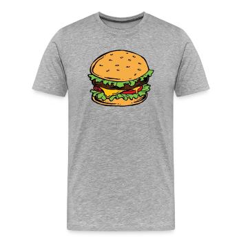 Burger Hamburger Cheeseburger Fast Food Hunger - T-shirt bio Premium Homme - gris chiné - Devant - Damien (186cm)