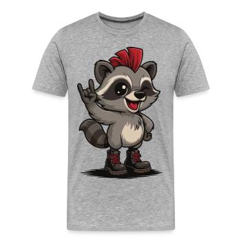 Punk Rock Raccoon - Männer Premium Bio T-Shirt - Grau meliert - Vorne - Damien (186cm)