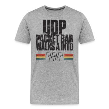 La barre de paquets UDP entre dans - T-shirt bio Premium Homme - gris chiné - Devant - Damien (186cm)