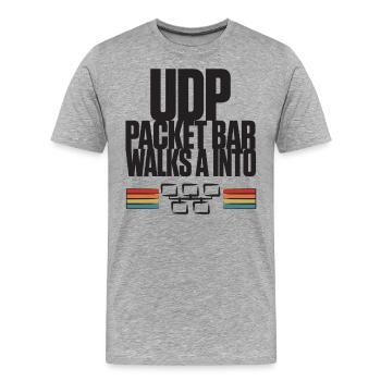 La barre de paquets UDP entre dans - T-shirt bio Premium Homme - gris chiné - Devant - Damien (186cm)